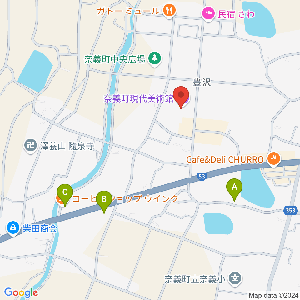 奈義町現代美術館（NagiMOCA）周辺のカフェ一覧地図