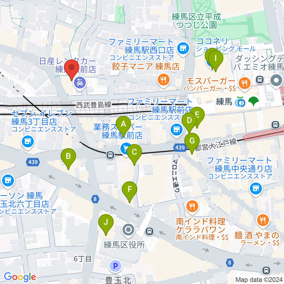 スタジオクレフ周辺のカフェ一覧地図