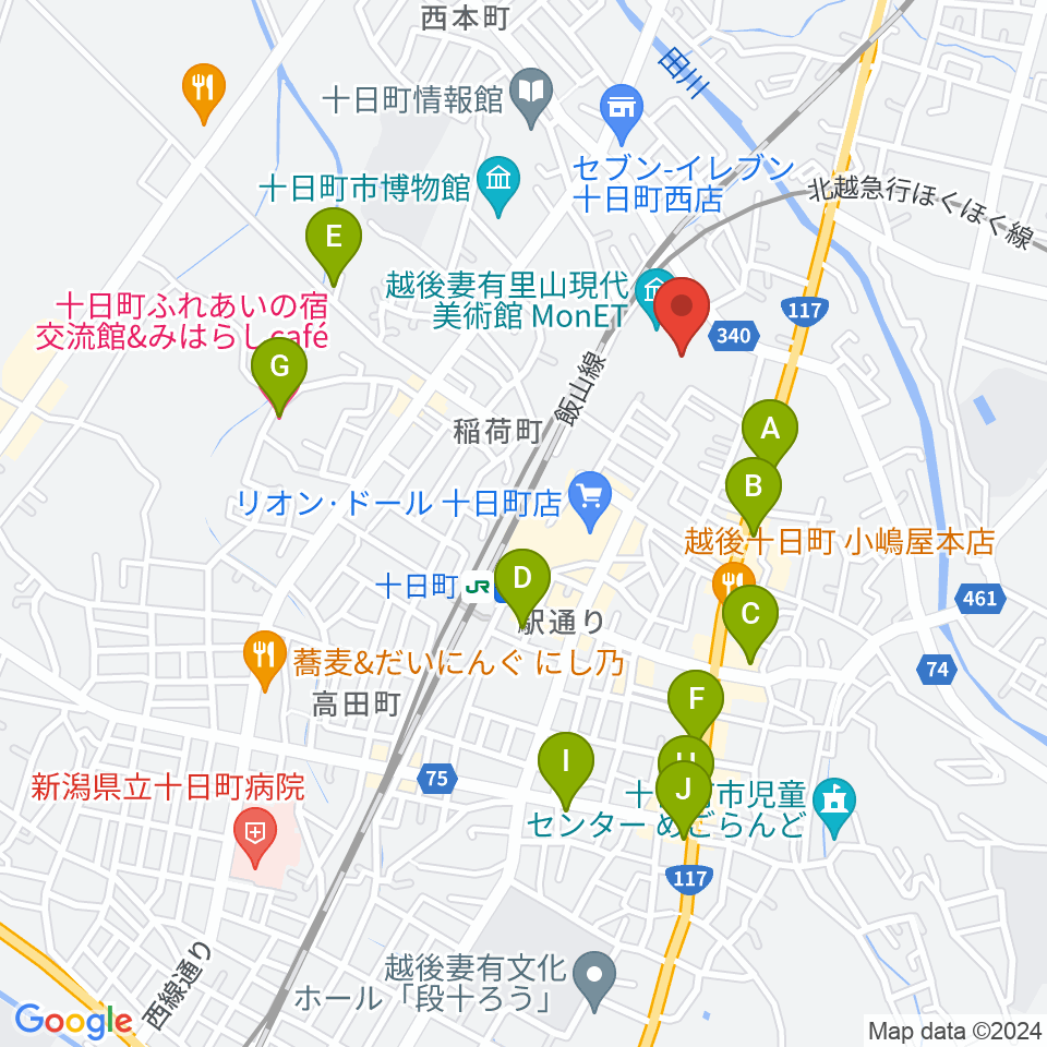 越後妻有里山現代美術館MonET周辺のカフェ一覧地図