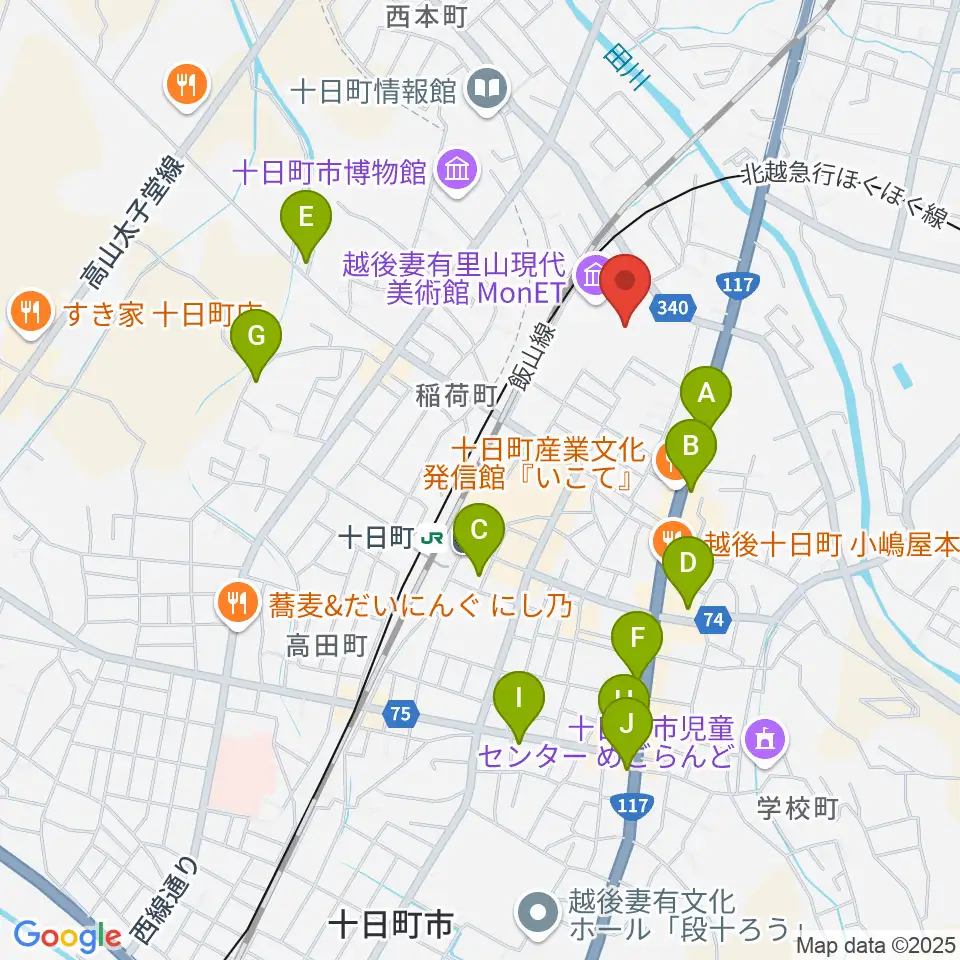 越後妻有里山現代美術館MonET周辺のカフェ一覧地図