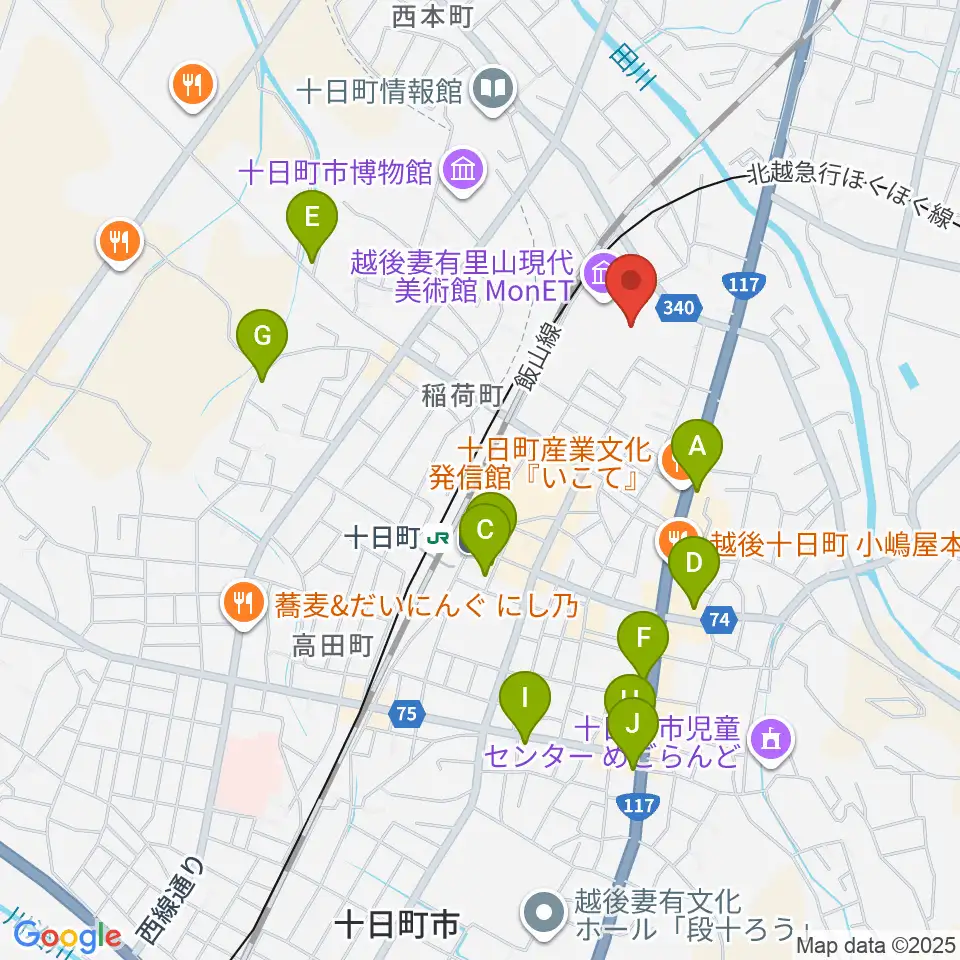 越後妻有里山現代美術館MonET周辺のカフェ一覧地図