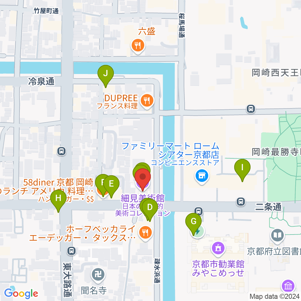 細見美術館周辺のカフェ一覧地図