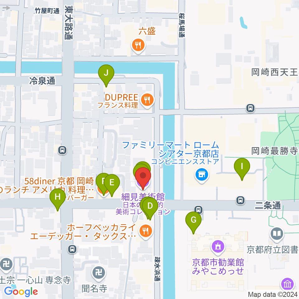 細見美術館周辺のカフェ一覧地図