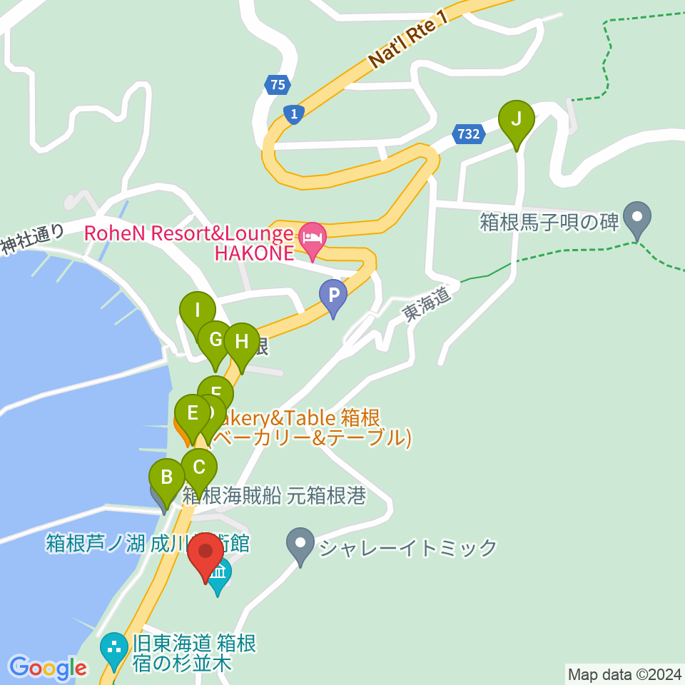 成川美術館周辺のカフェ一覧地図