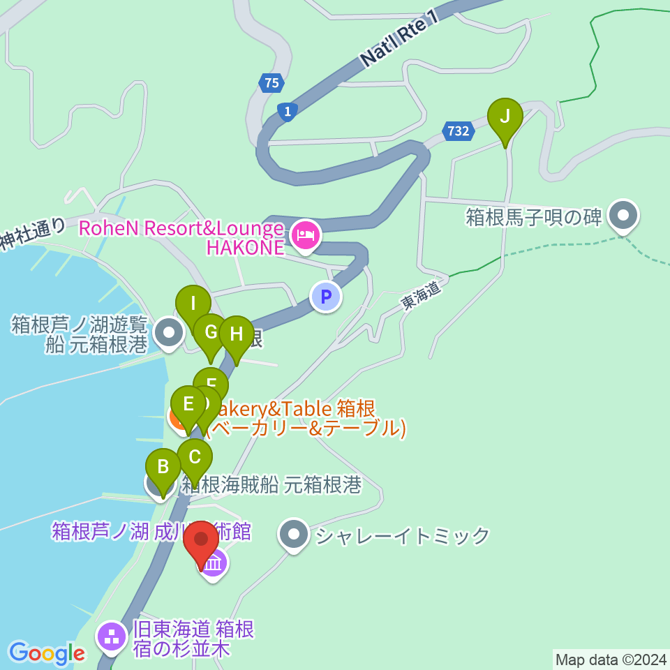 成川美術館周辺のカフェ一覧地図