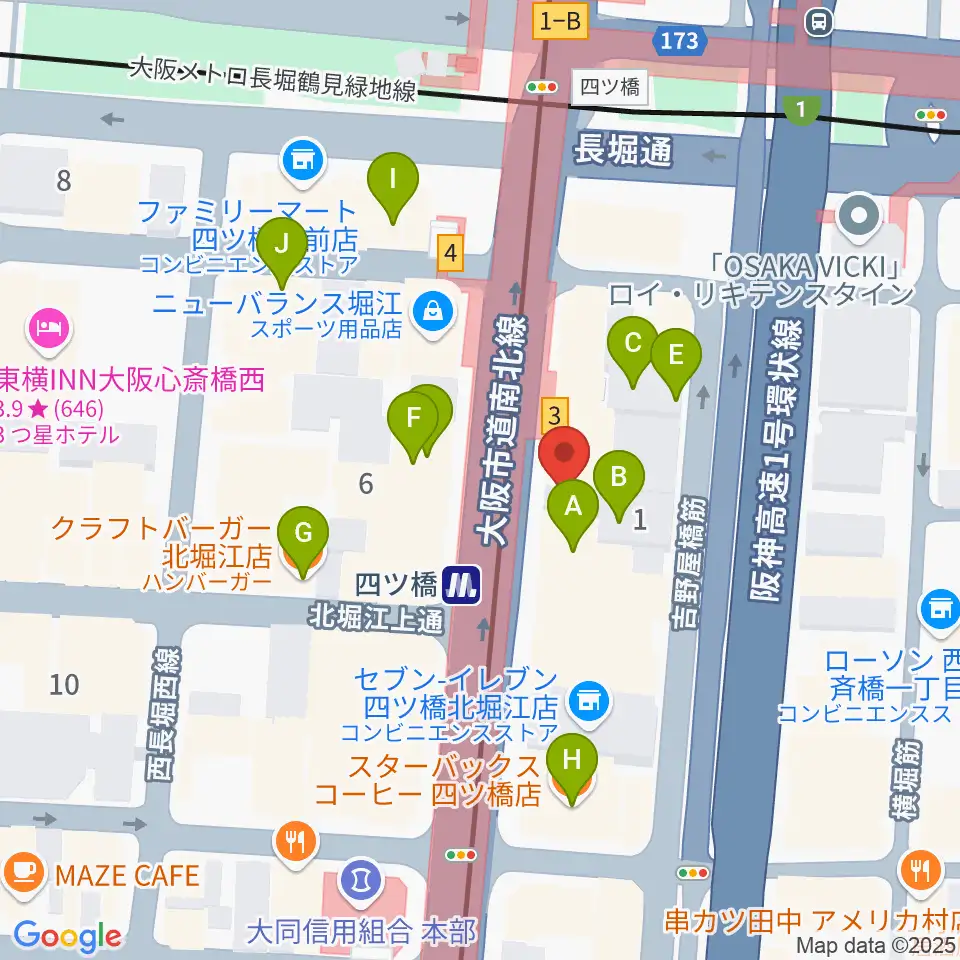 四ツ橋LMスタジオ周辺のカフェ一覧地図