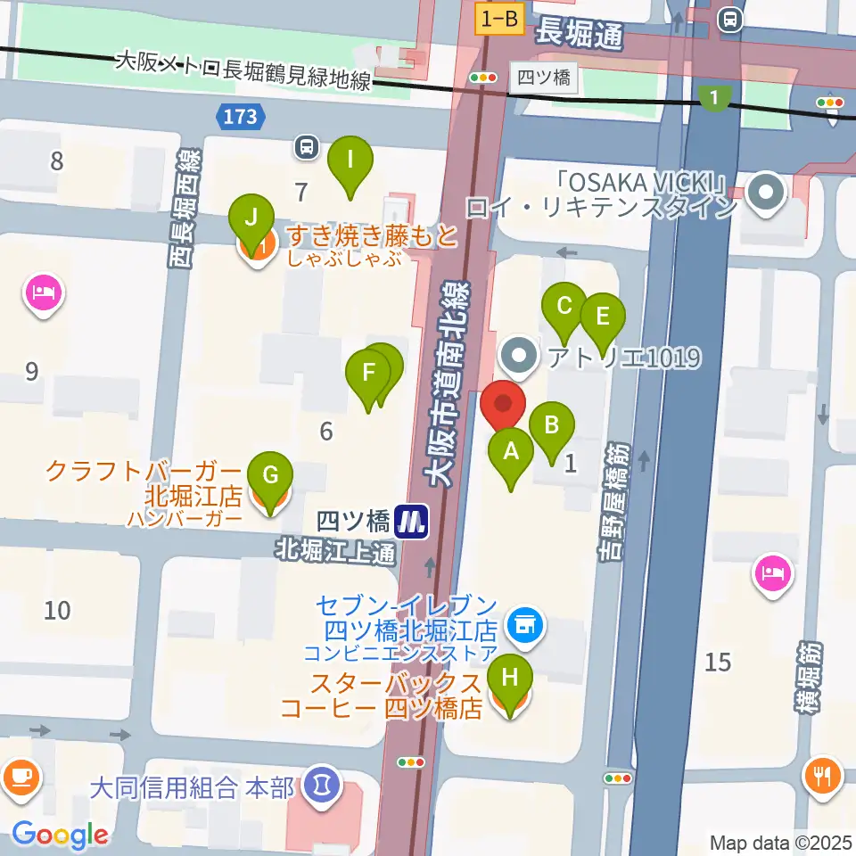 四ツ橋LMスタジオ周辺のカフェ一覧地図