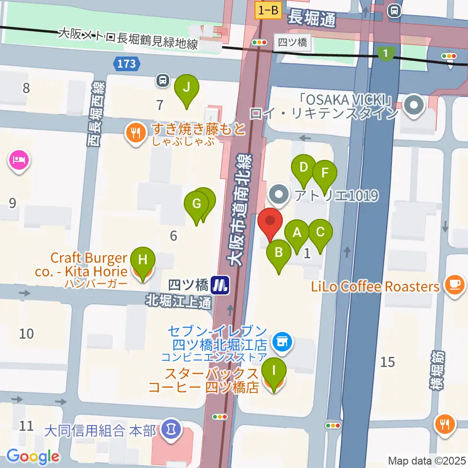 四ツ橋LMスタジオ周辺のカフェ一覧地図