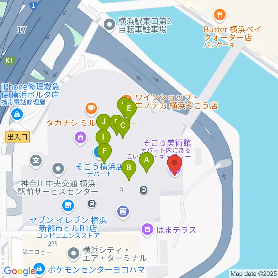 そごう美術館周辺のカフェ一覧地図