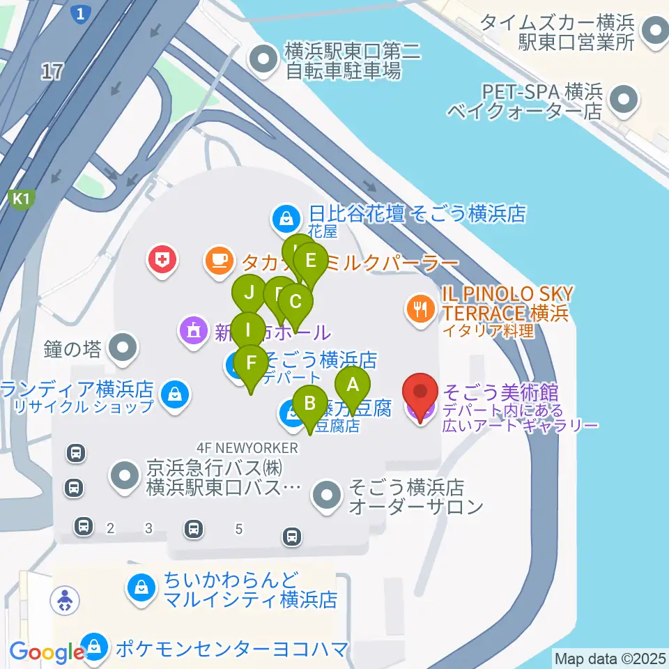 そごう美術館周辺のカフェ一覧地図