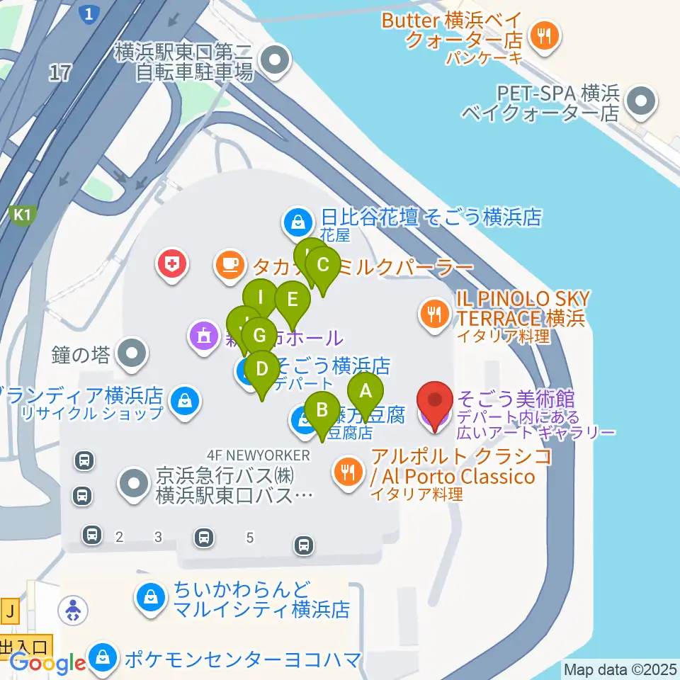 そごう美術館周辺のカフェ一覧地図