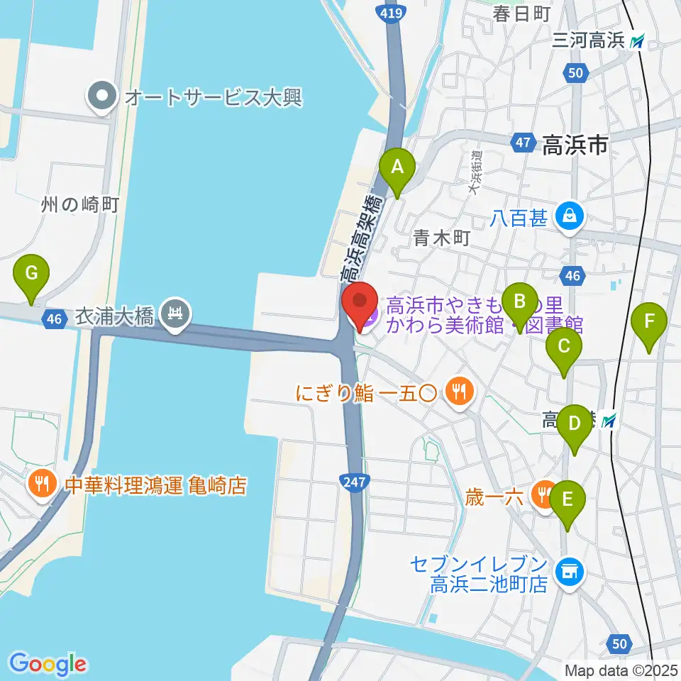 高浜市やきものの里かわら美術館周辺のカフェ一覧地図