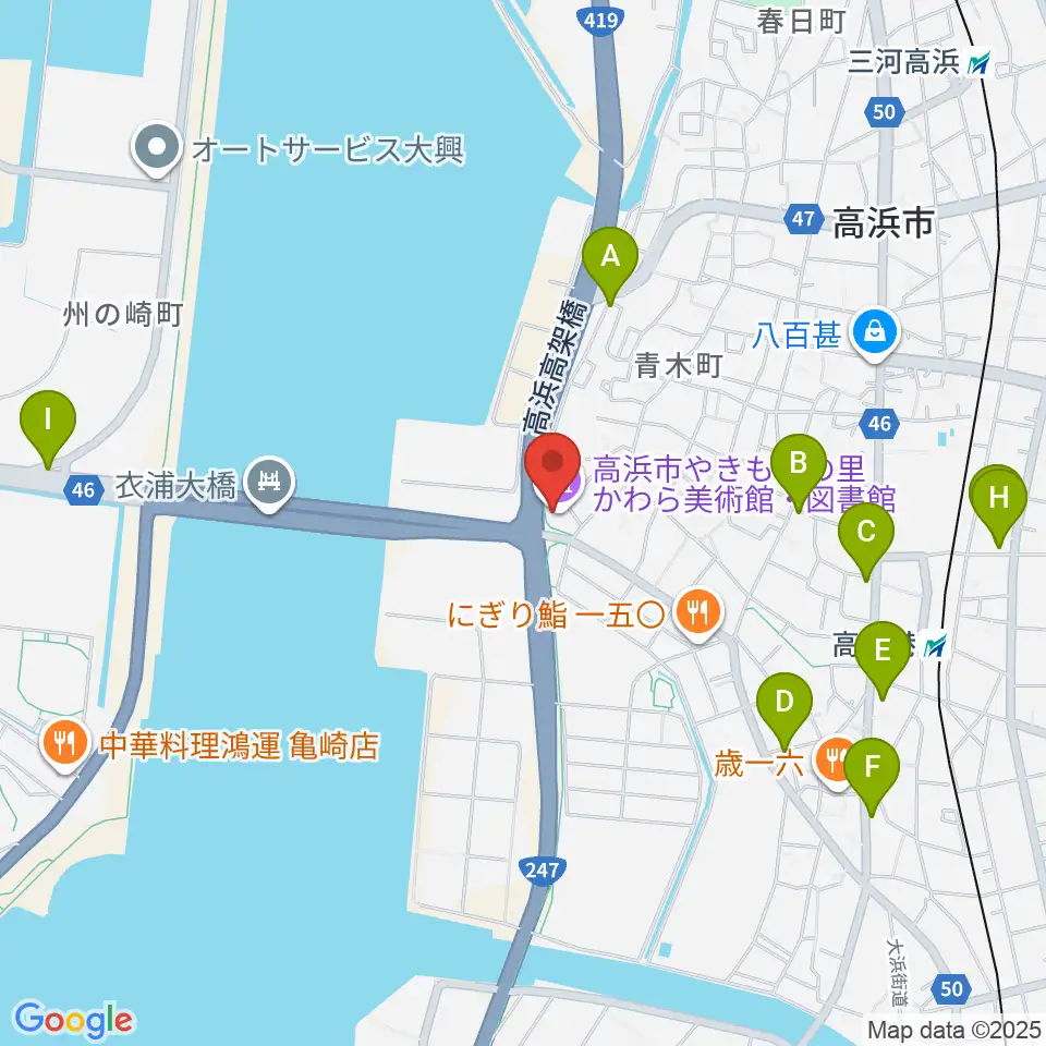 高浜市やきものの里かわら美術館周辺のカフェ一覧地図