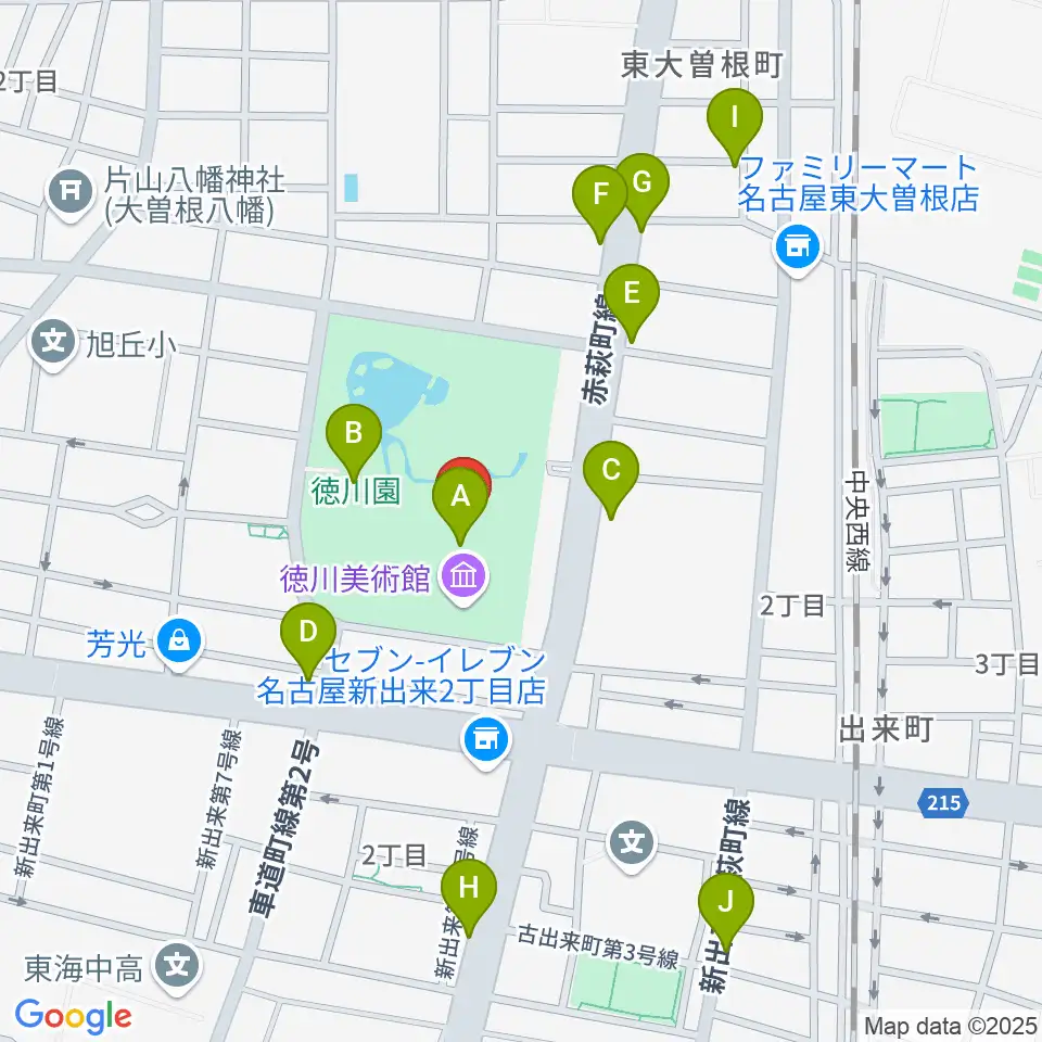 徳川美術館周辺のカフェ一覧地図