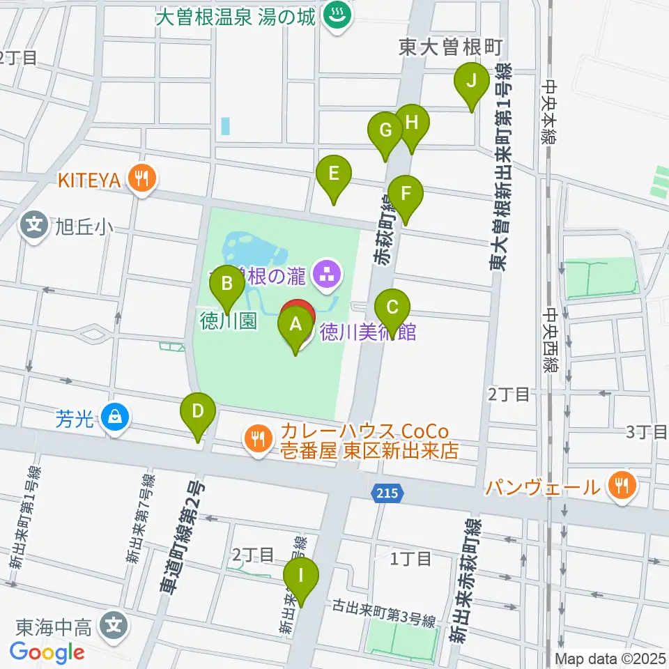 徳川美術館周辺のカフェ一覧地図