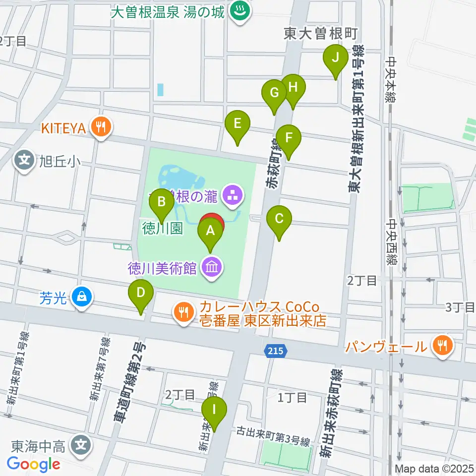徳川美術館周辺のカフェ一覧地図