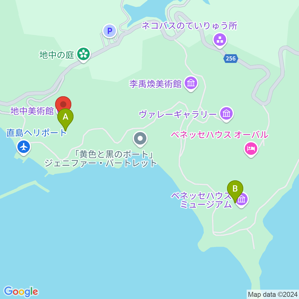 直島・地中美術館周辺のカフェ一覧地図