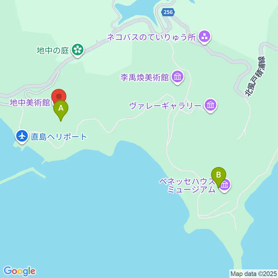 直島・地中美術館周辺のカフェ一覧地図