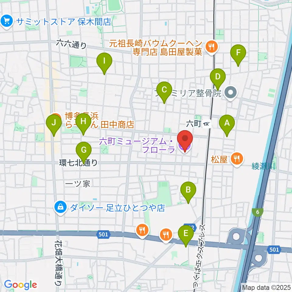 六町ミュージアムフローラ周辺のカフェ一覧地図