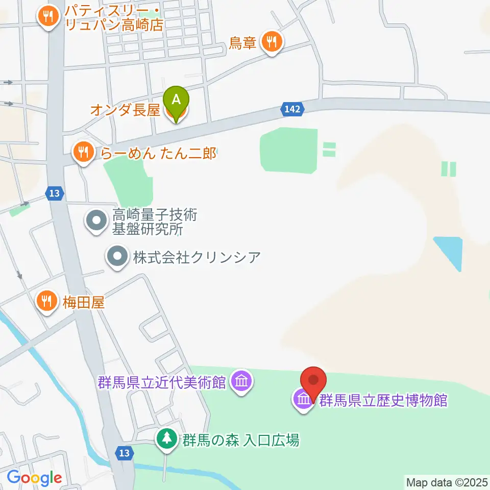群馬県立歴史博物館周辺のカフェ一覧地図