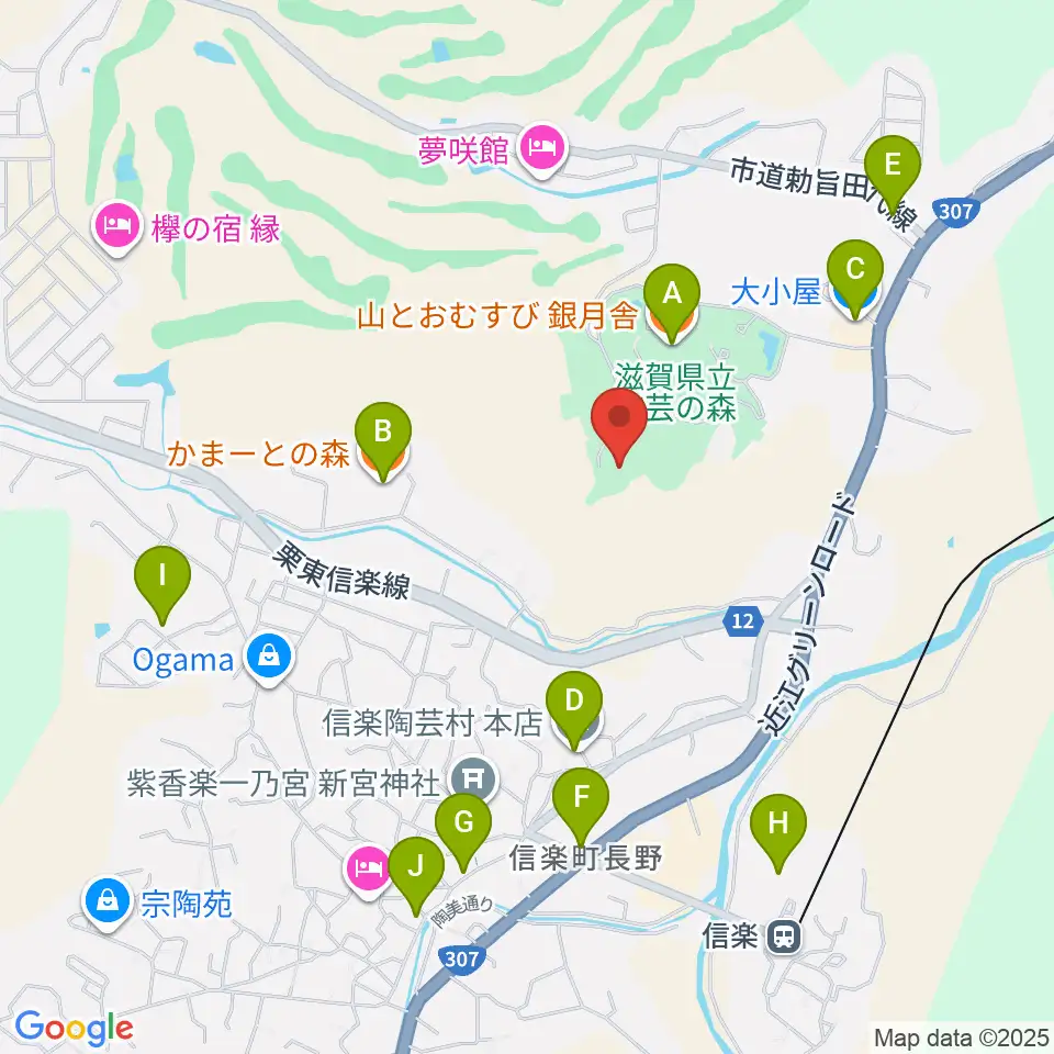 滋賀県立陶芸の森周辺のカフェ一覧地図