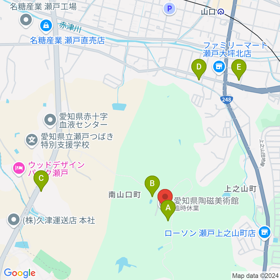 愛知県陶磁美術館周辺のカフェ一覧地図