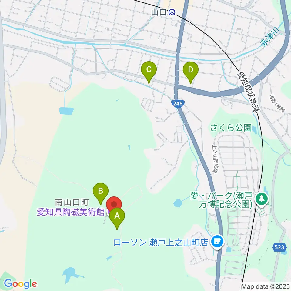 愛知県陶磁美術館周辺のカフェ一覧地図