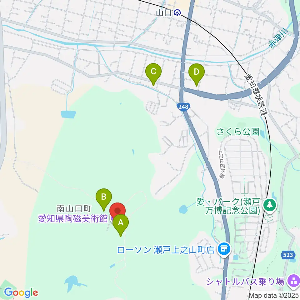 愛知県陶磁美術館周辺のカフェ一覧地図