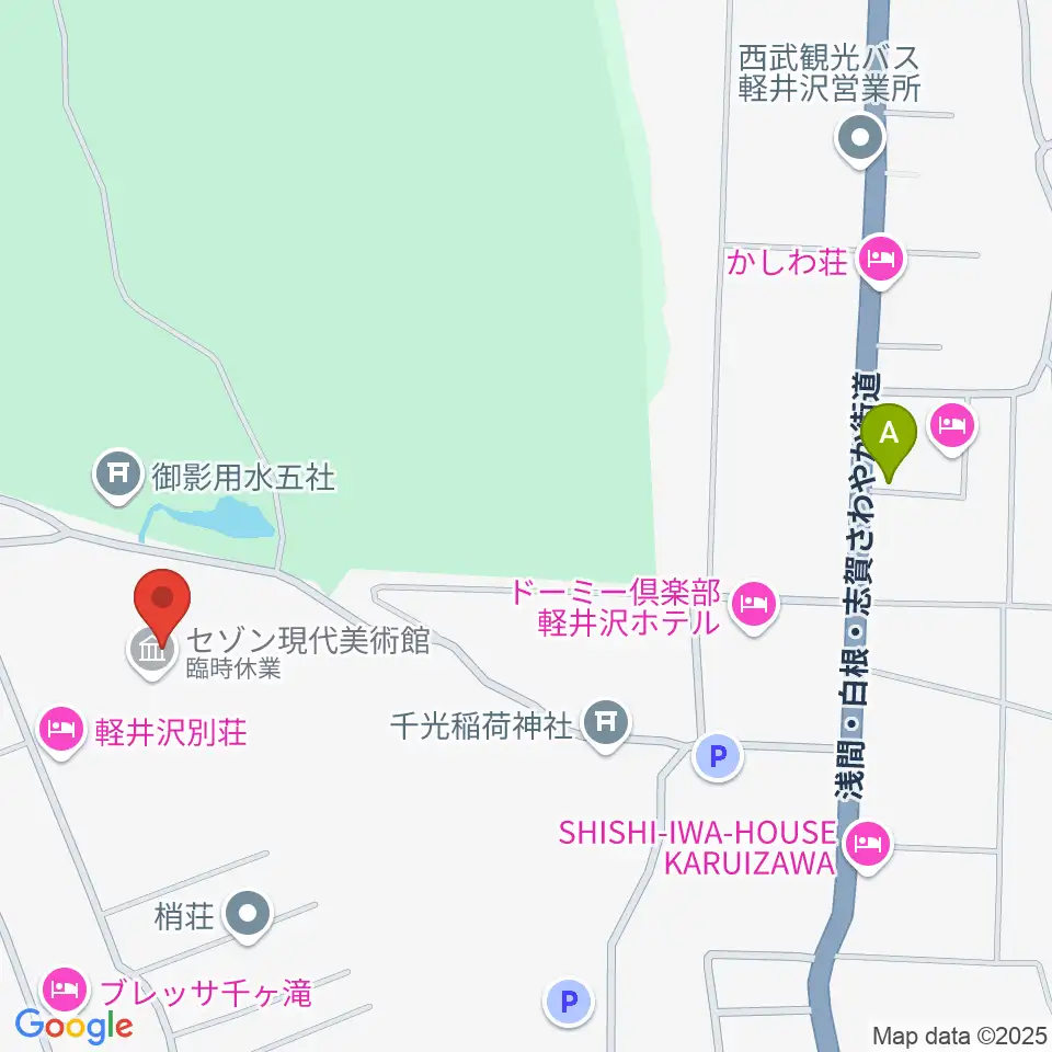 セゾン現代美術館周辺のカフェ一覧地図
