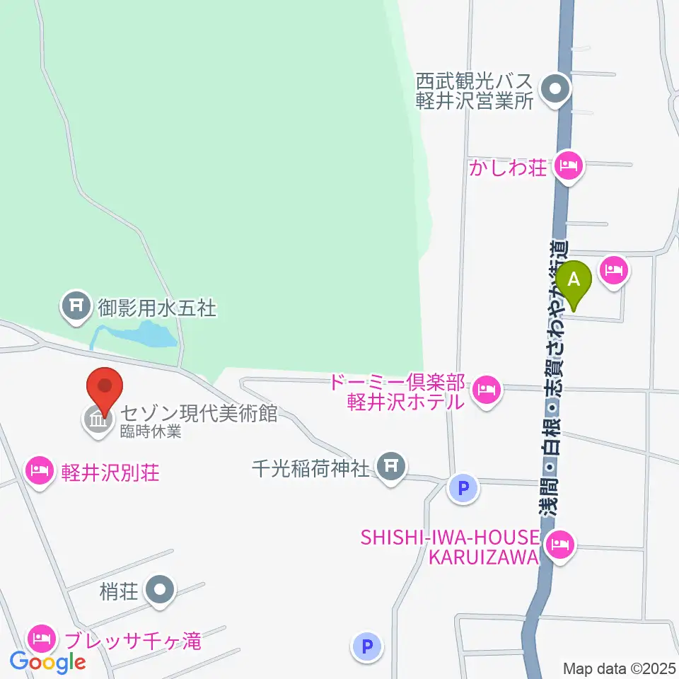 セゾン現代美術館周辺のカフェ一覧地図