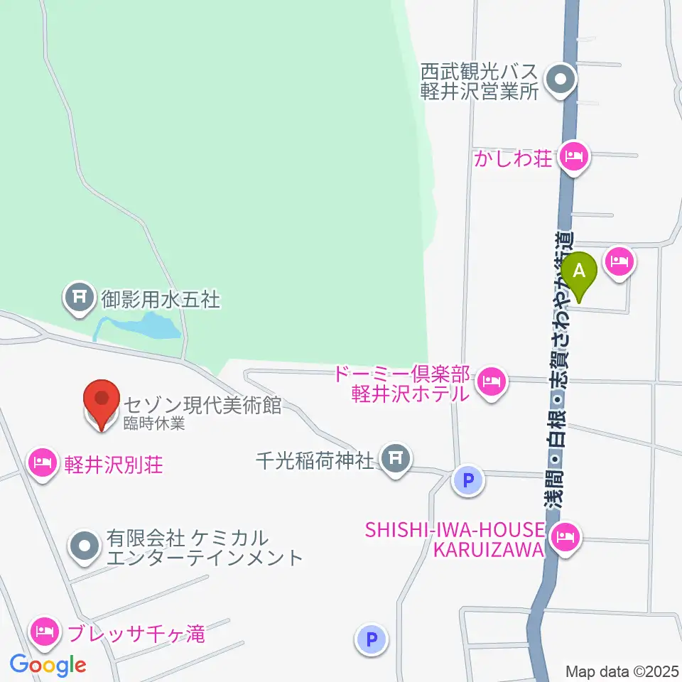 セゾン現代美術館周辺のカフェ一覧地図