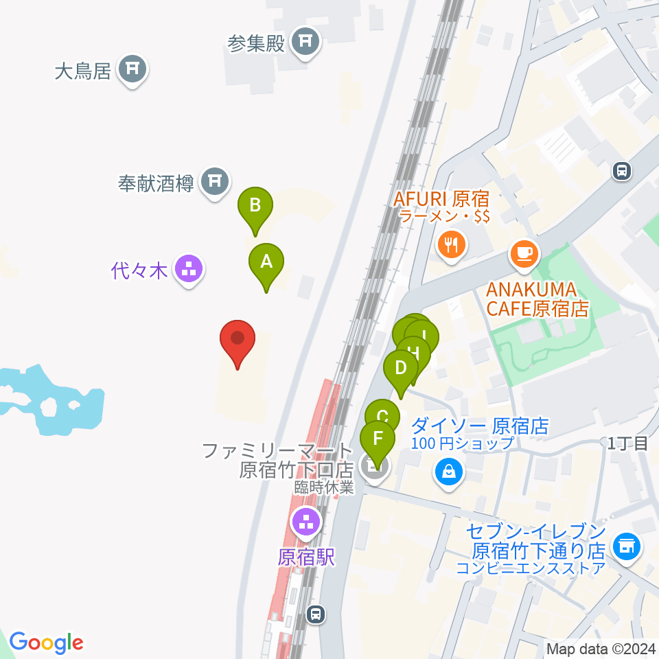 明治神宮ミュージアム周辺のカフェ一覧地図