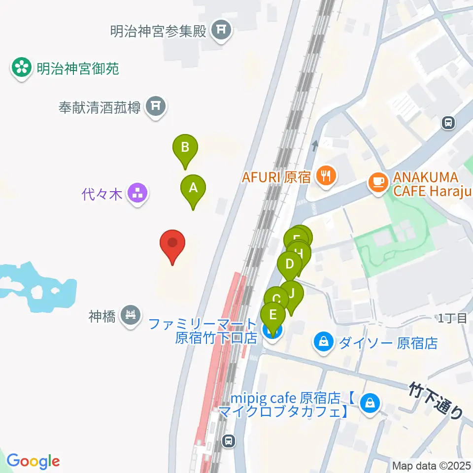 明治神宮ミュージアム周辺のカフェ一覧地図