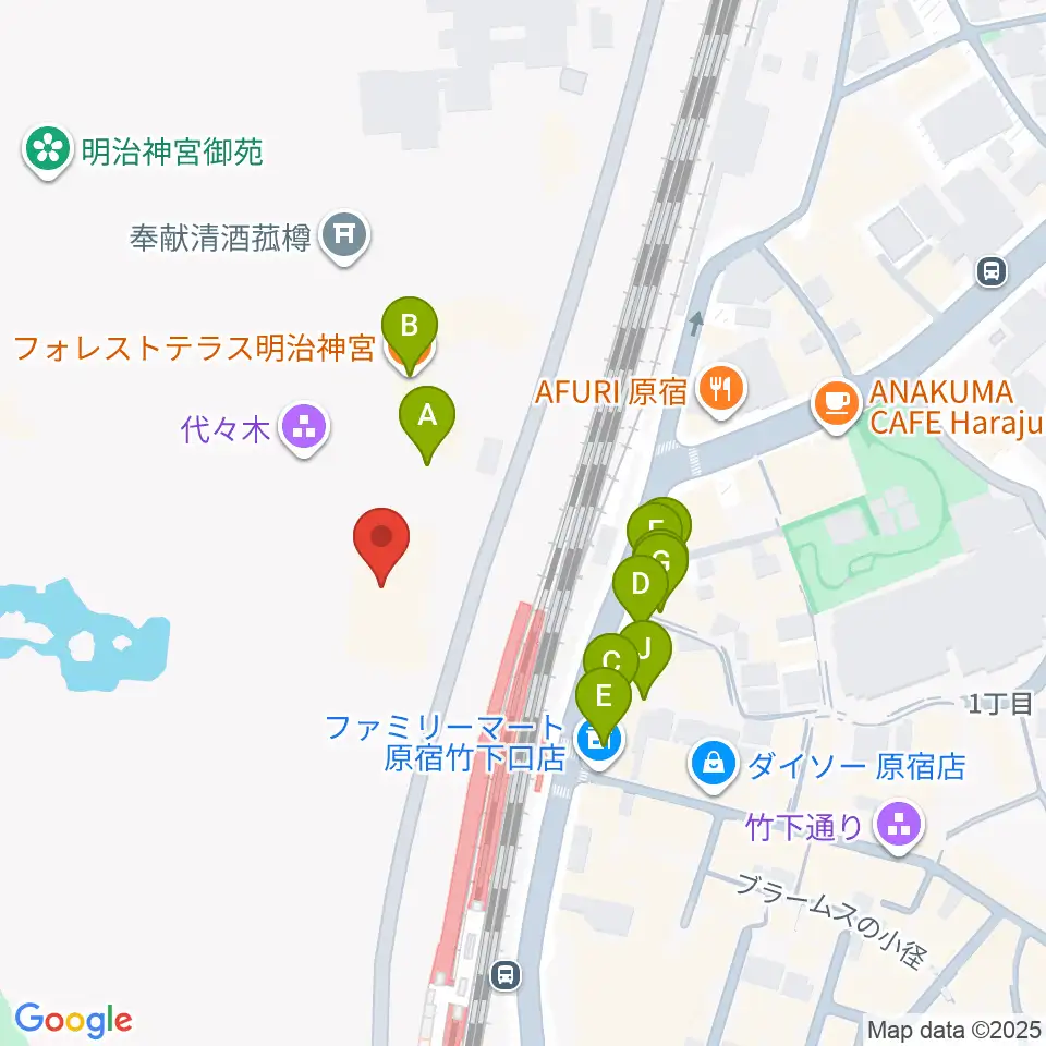 明治神宮ミュージアム周辺のカフェ一覧地図
