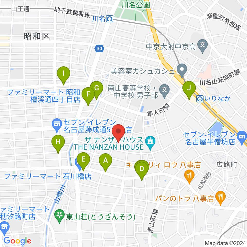 昭和美術館周辺のカフェ一覧地図
