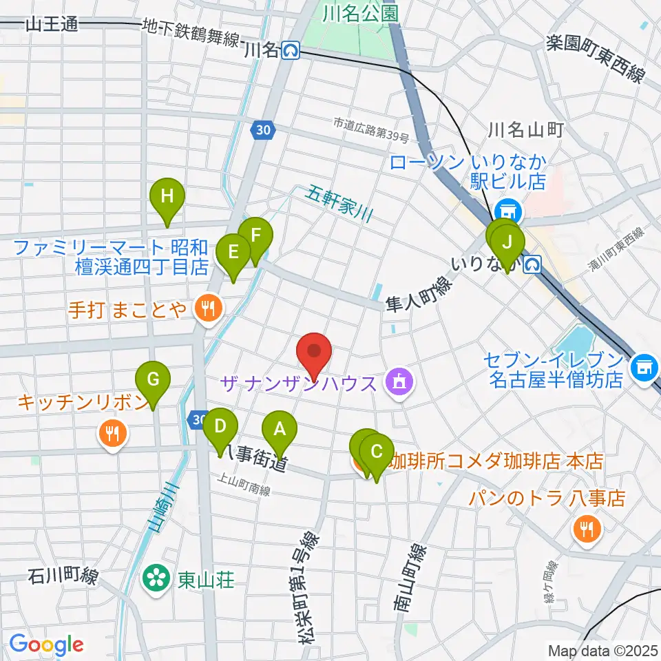 昭和美術館周辺のカフェ一覧地図