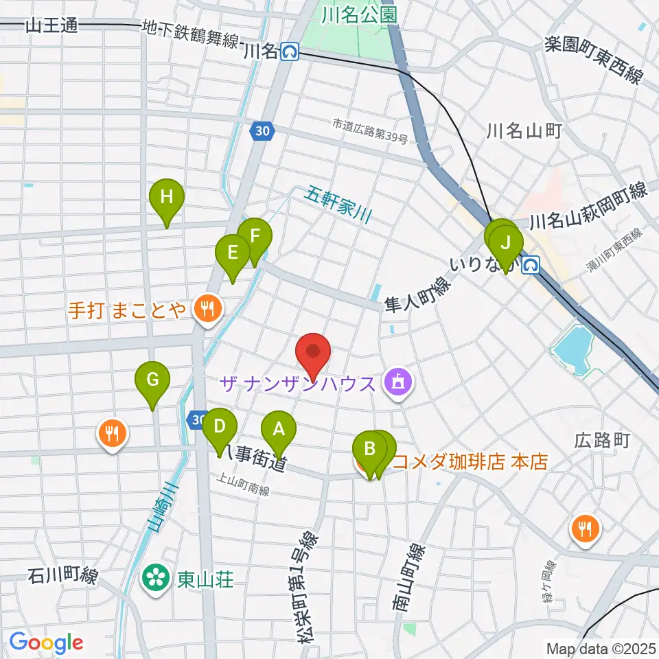昭和美術館周辺のカフェ一覧地図
