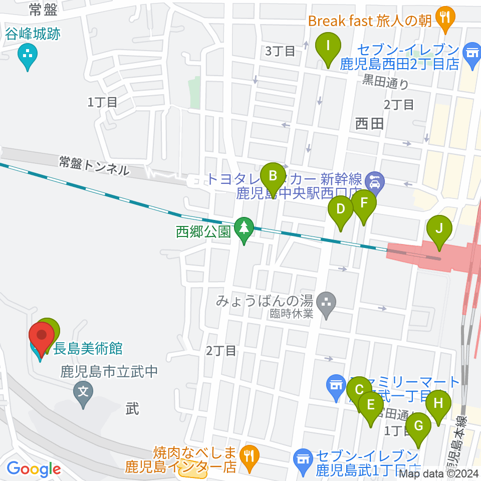 長島美術館周辺のカフェ一覧地図