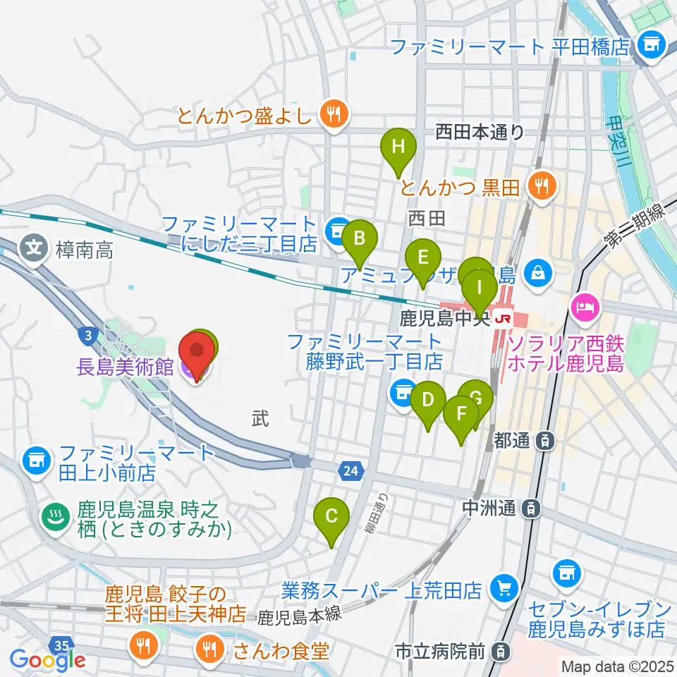 長島美術館周辺のカフェ一覧地図