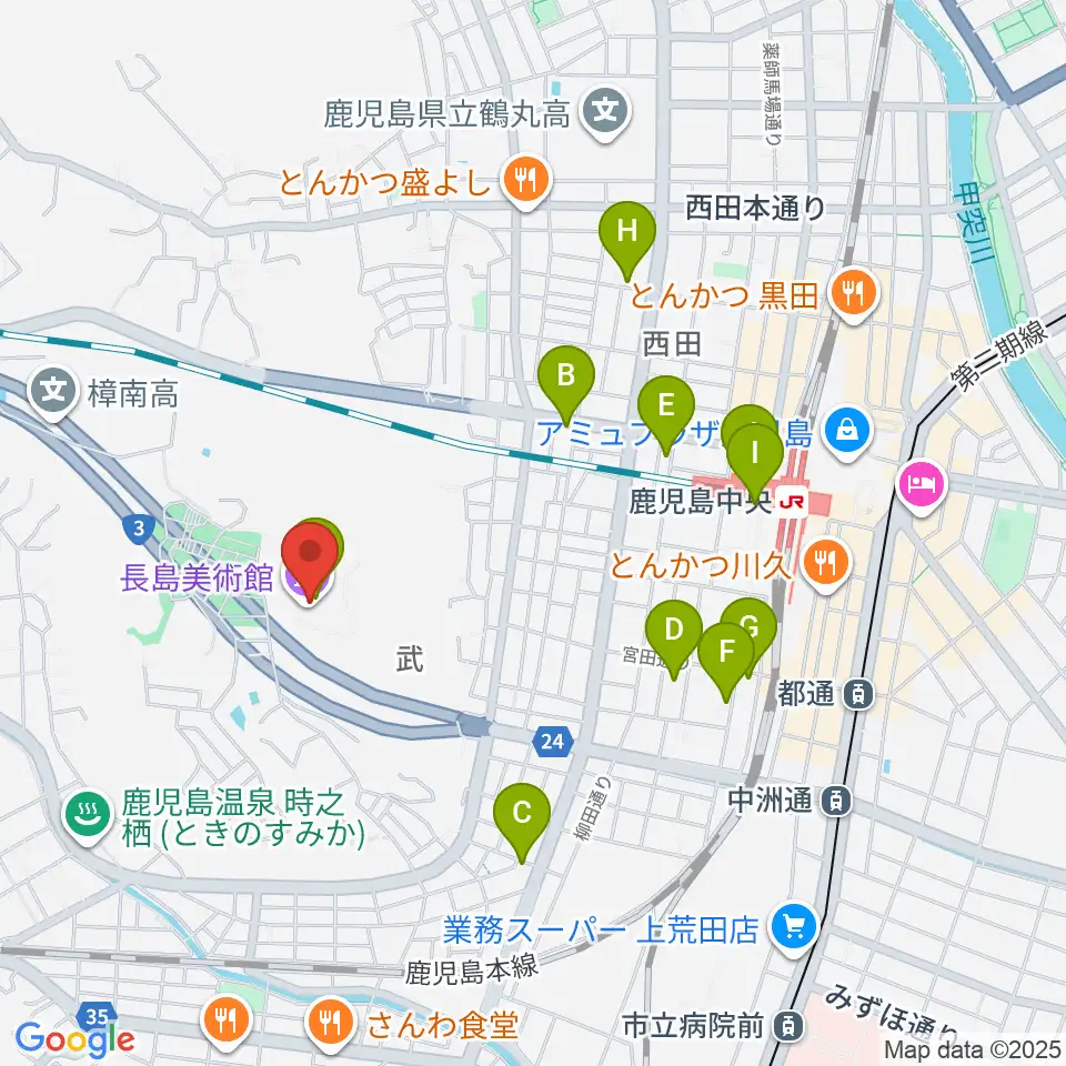 長島美術館周辺のカフェ一覧地図