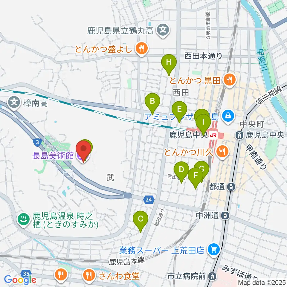 長島美術館周辺のカフェ一覧地図