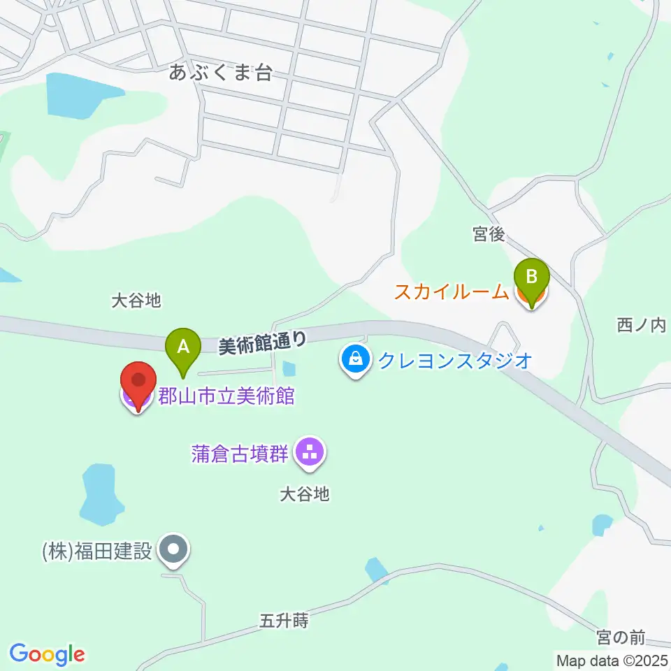 郡山市立美術館周辺のカフェ一覧地図