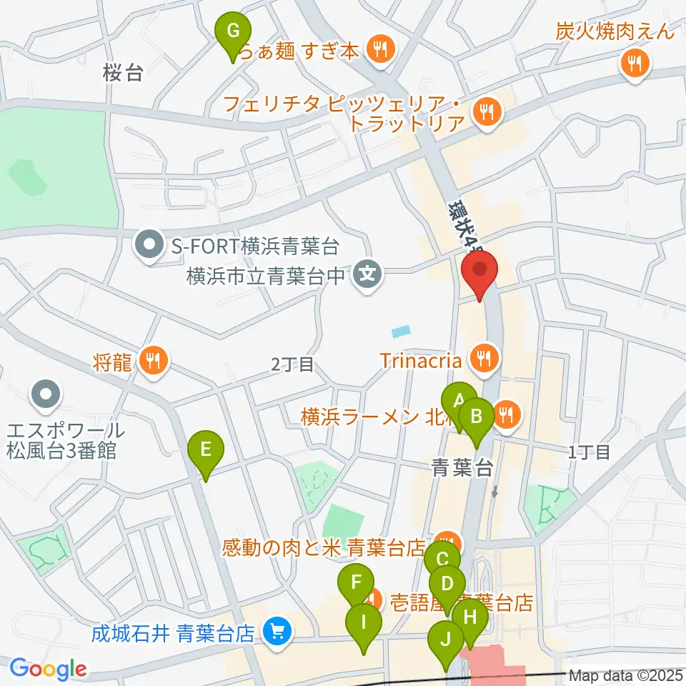 スタジオローズ周辺のカフェ一覧地図