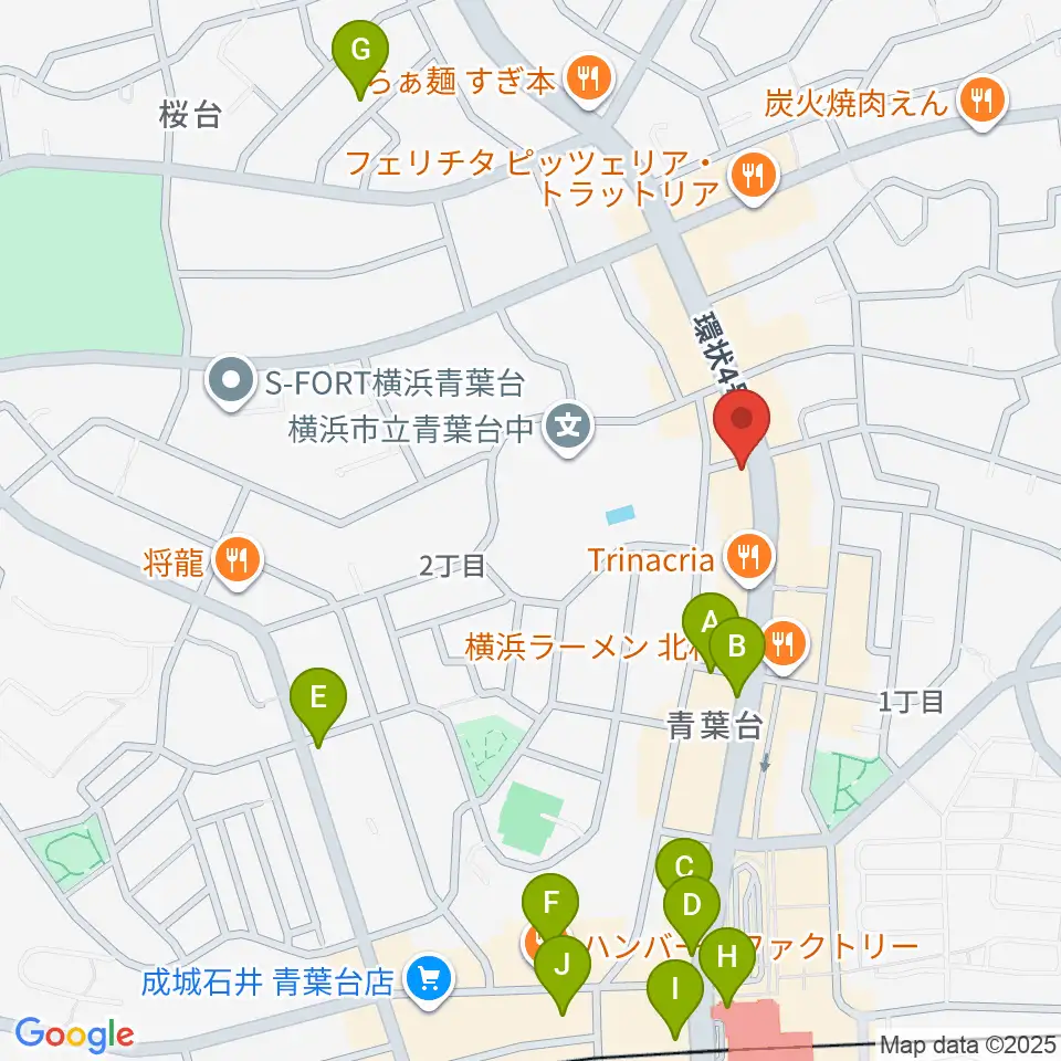 スタジオローズ周辺のカフェ一覧地図
