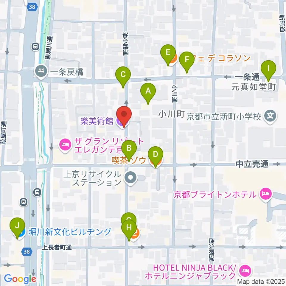 樂美術館周辺のカフェ一覧地図