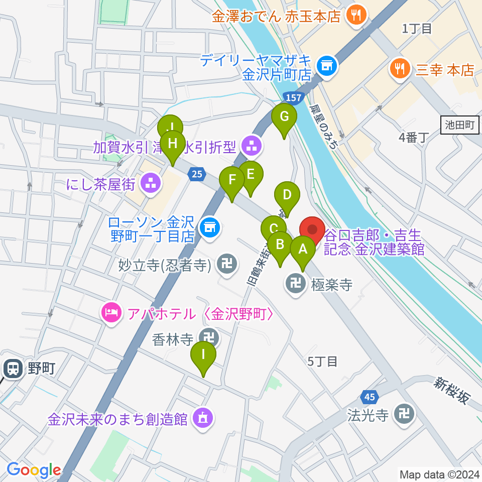 谷口吉郎・吉生記念金沢建築館周辺のカフェ一覧地図