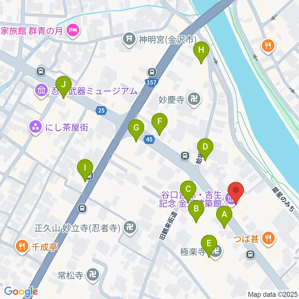 谷口吉郎・吉生記念金沢建築館周辺のカフェ一覧地図