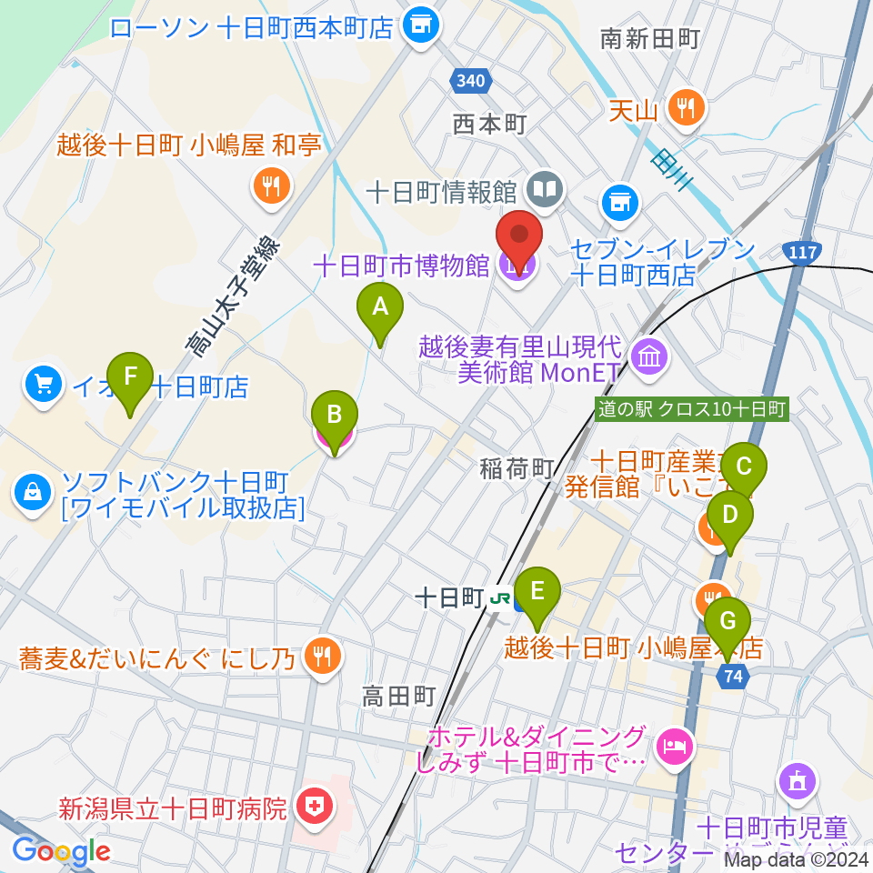 十日町市博物館周辺のカフェ一覧地図