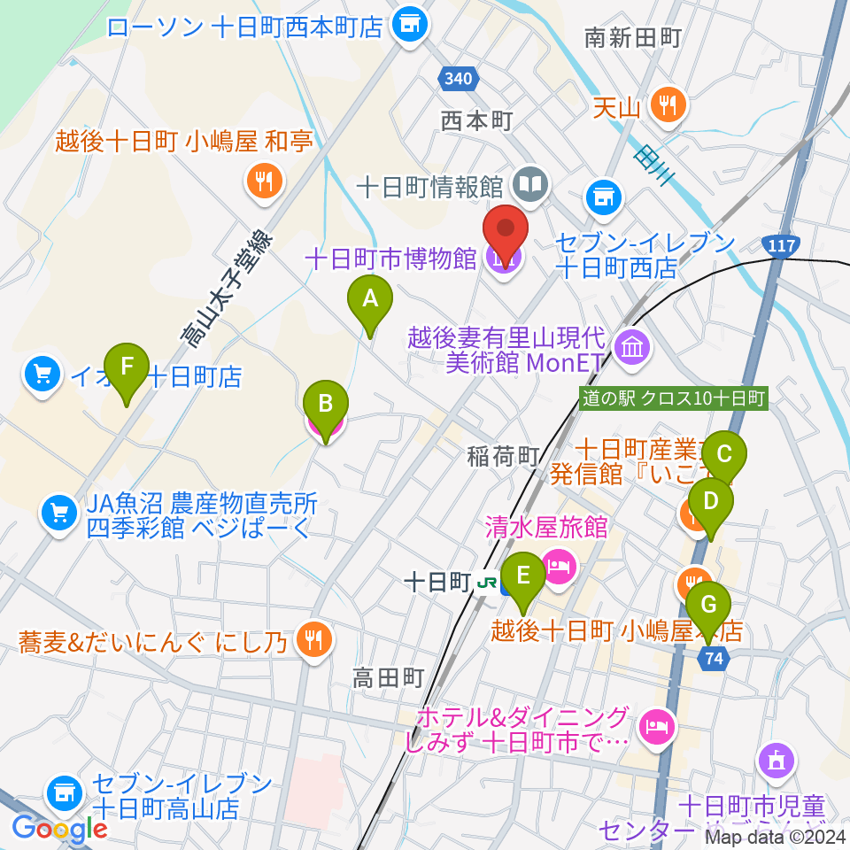 十日町市博物館周辺のカフェ一覧地図