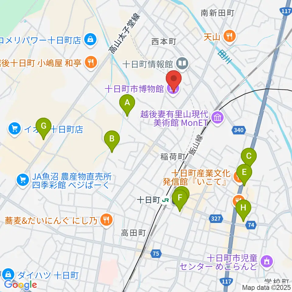 十日町市博物館周辺のカフェ一覧地図